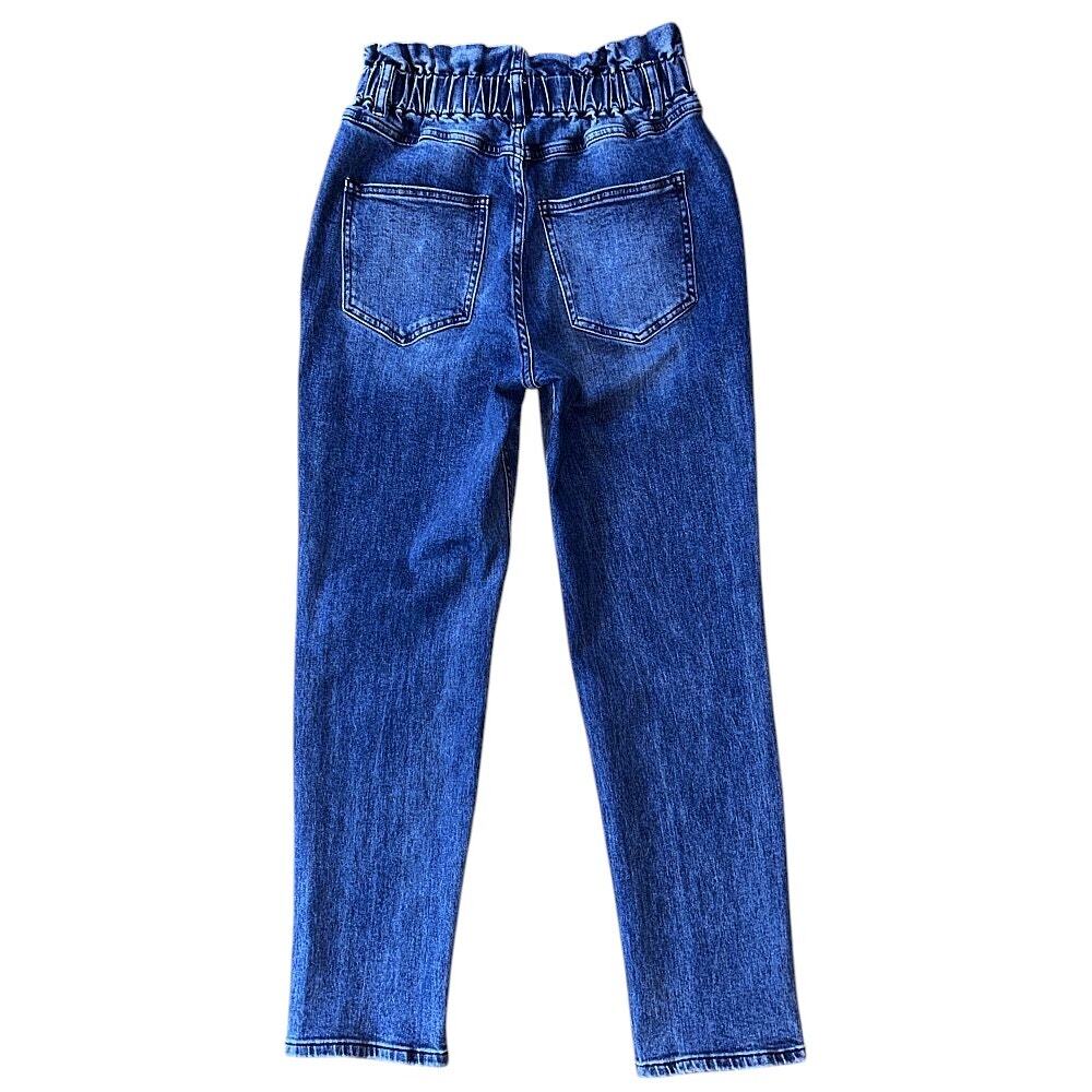 Magnolia Boutique High Ruffled Paper Bag Waist Straight Leg Jeans 27 - Picture 5 of 7